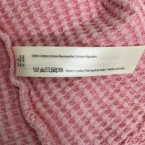 Free People One Hayden Thermal Waffle Knit Top Pink - Picture 11 of 12